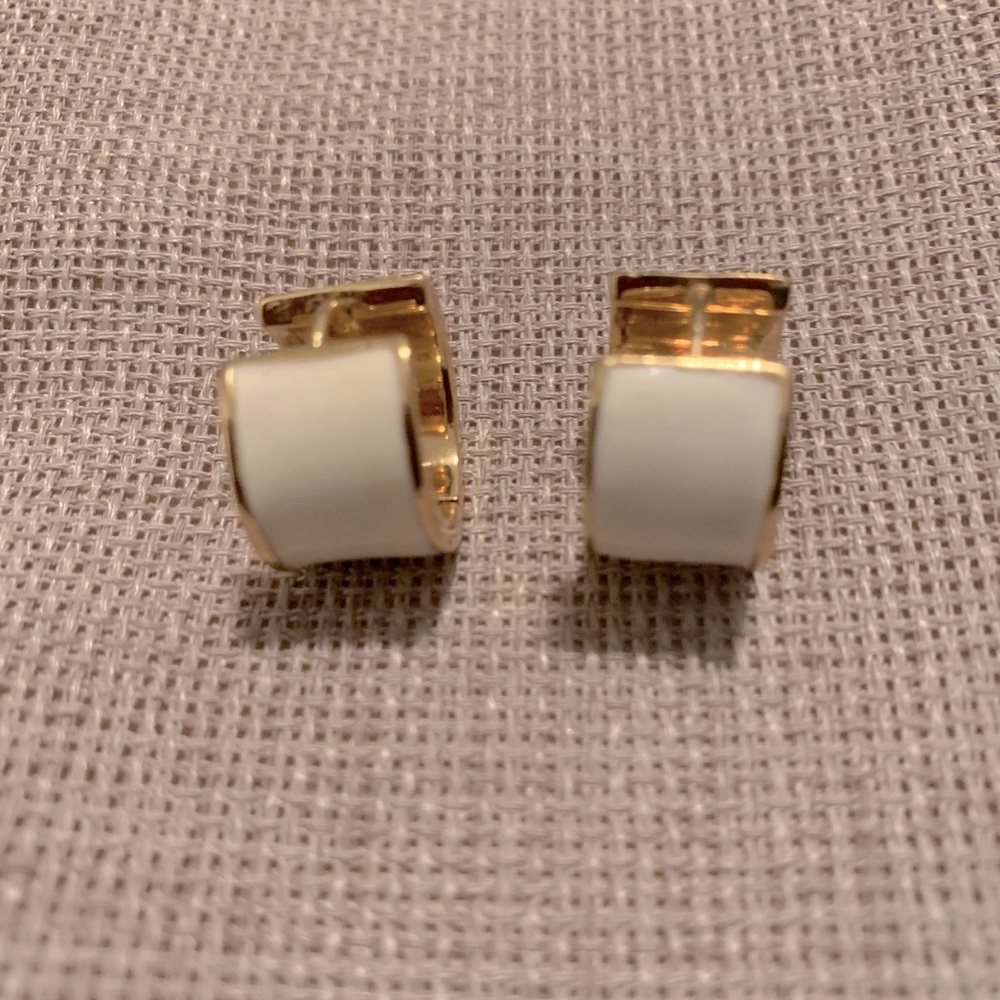 Kate Spade Earrings gold trim with white